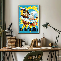 Les Marécottes Scenic Winter Travel Poster PosterGoat