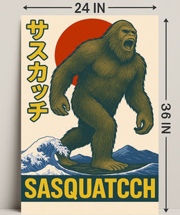 Sasquatch in Retro Style Poster PosterGoat
