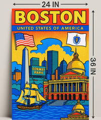 Boston Iconic Landmarks Poster PosterGoat