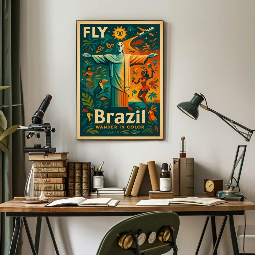 Brazilian Travel Adventure Retro Vibrant Colorful Travel Poster PosterGoat