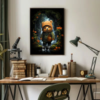 Adventurous Bear in Raincoat Fantasy or Mythology Poster