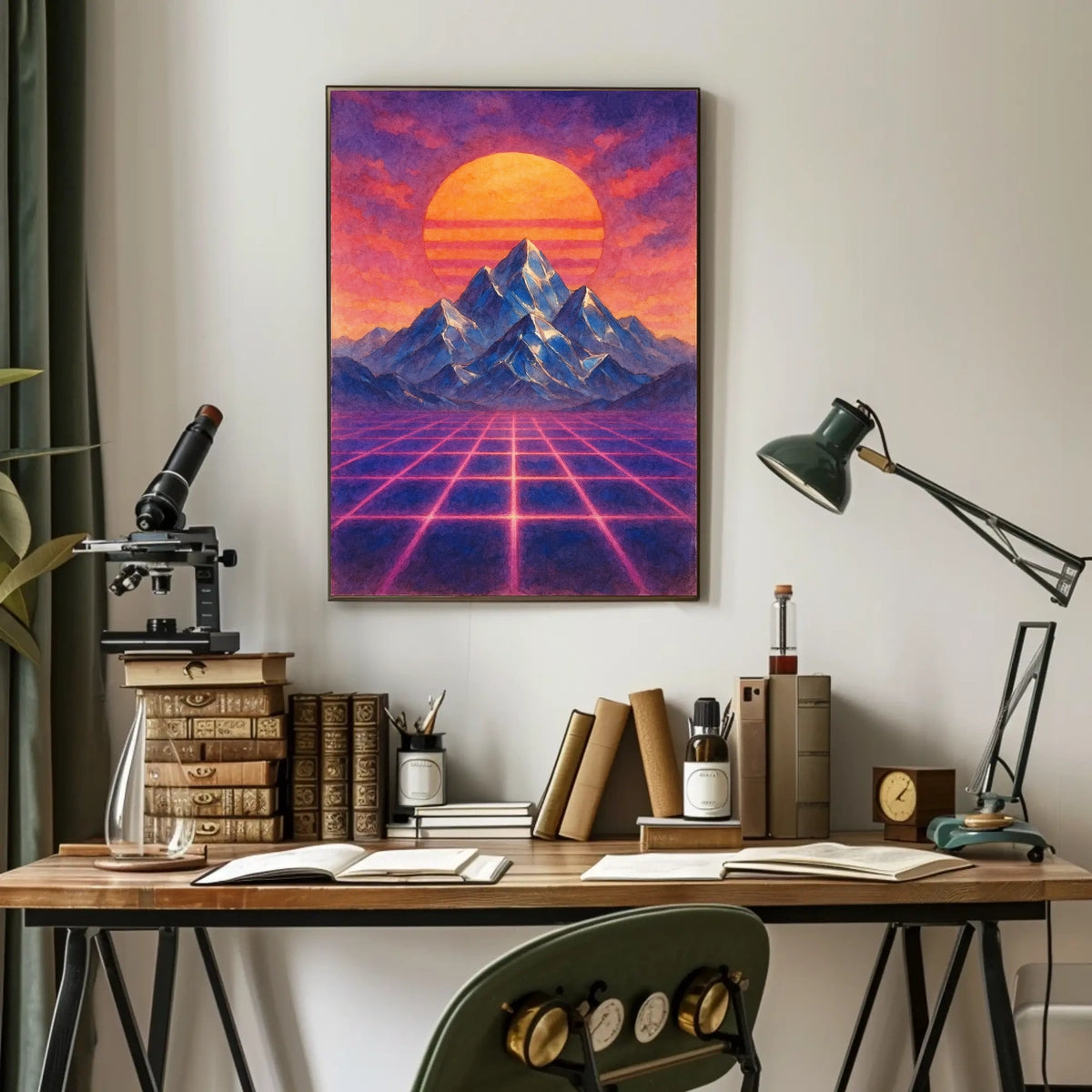 Retro-Futuristic Synthwave Landscape Poster