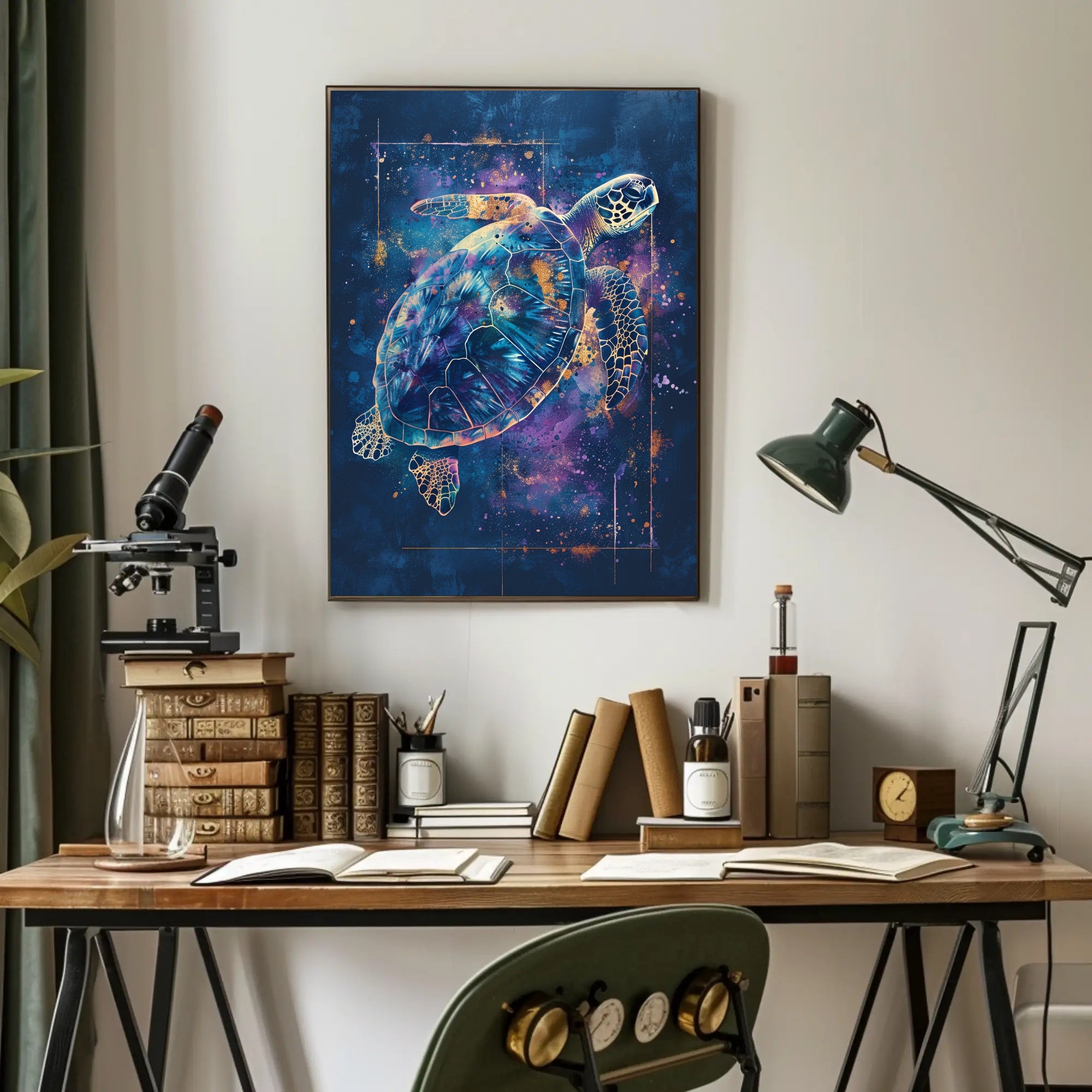 Cosmic Sea Turtle Art Print Poster Decor PosterGoat