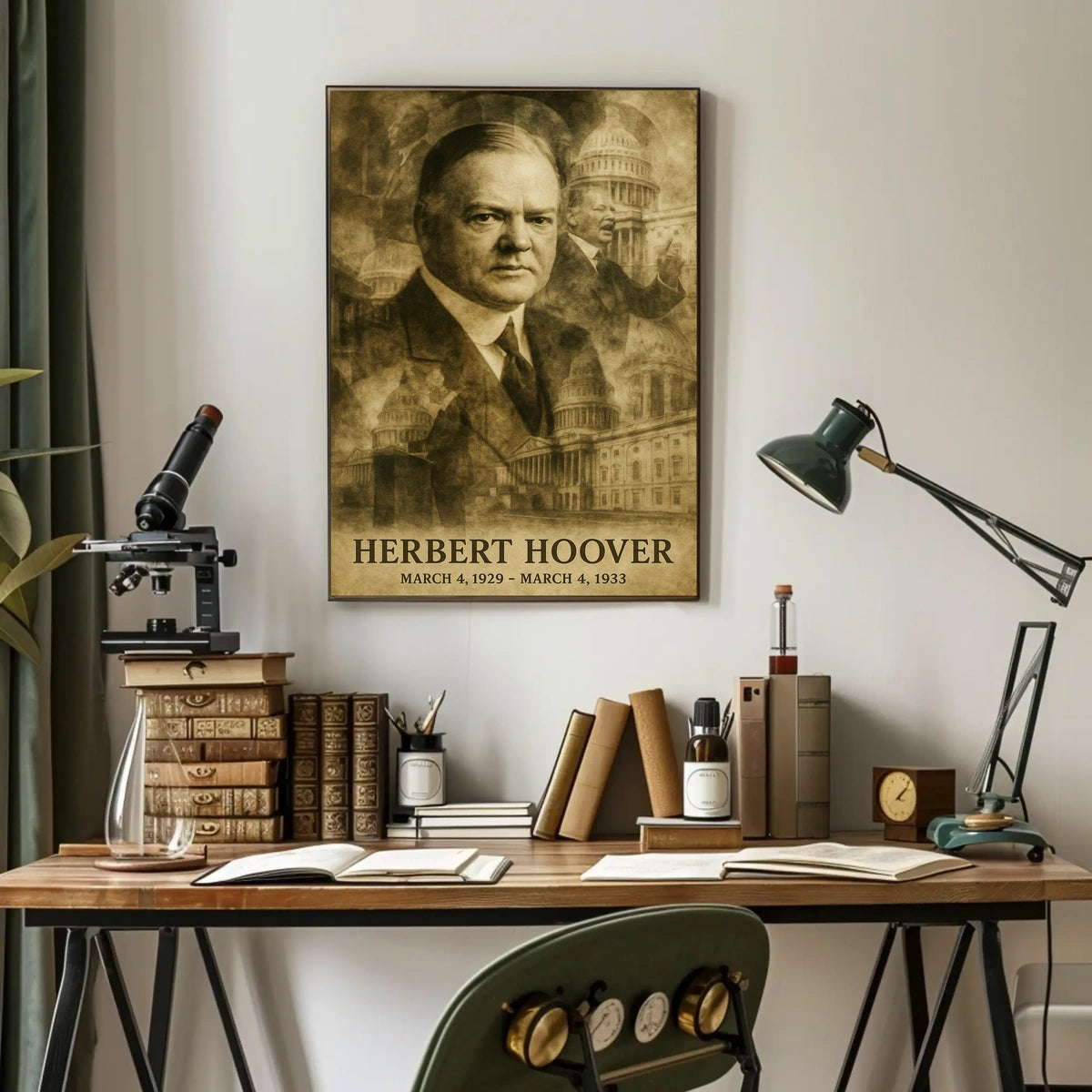 Herbert Hoover 31st President of the United States Double Exposure Poster