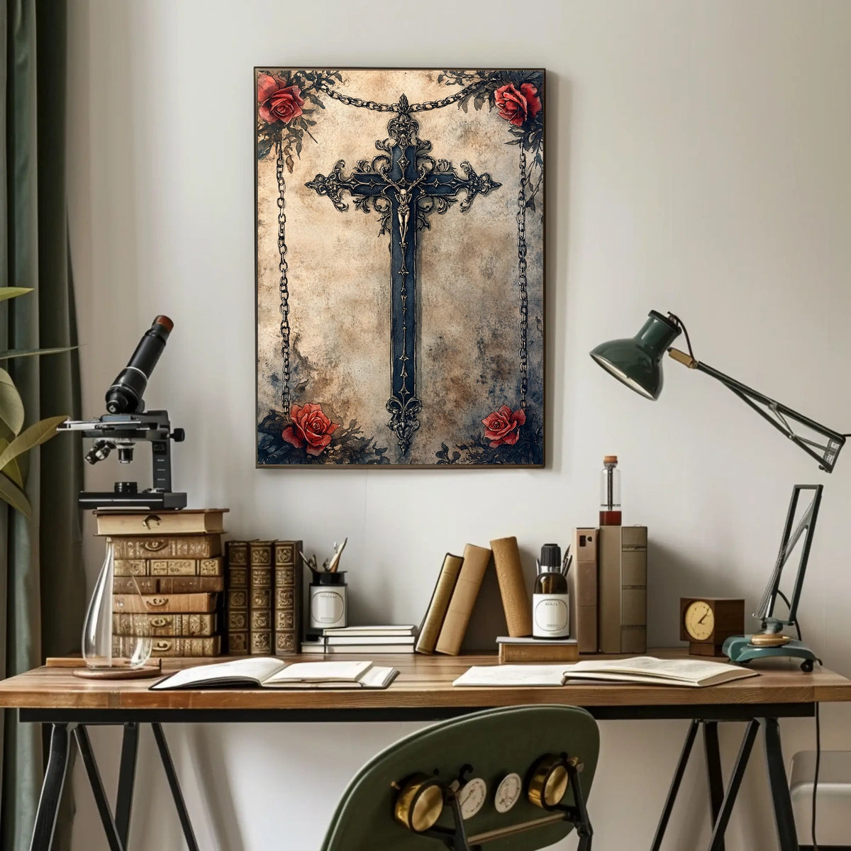 Intricate Christian Symbolism Cross Poster