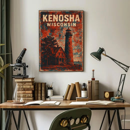 Kenosha Lighthouse Wisconsin Maritime Realism Decor Poster