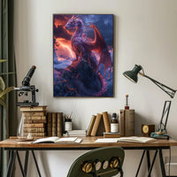 Majestic Dragon Over Stormy Peak Fantasy or Mythology Poster PosterGoat