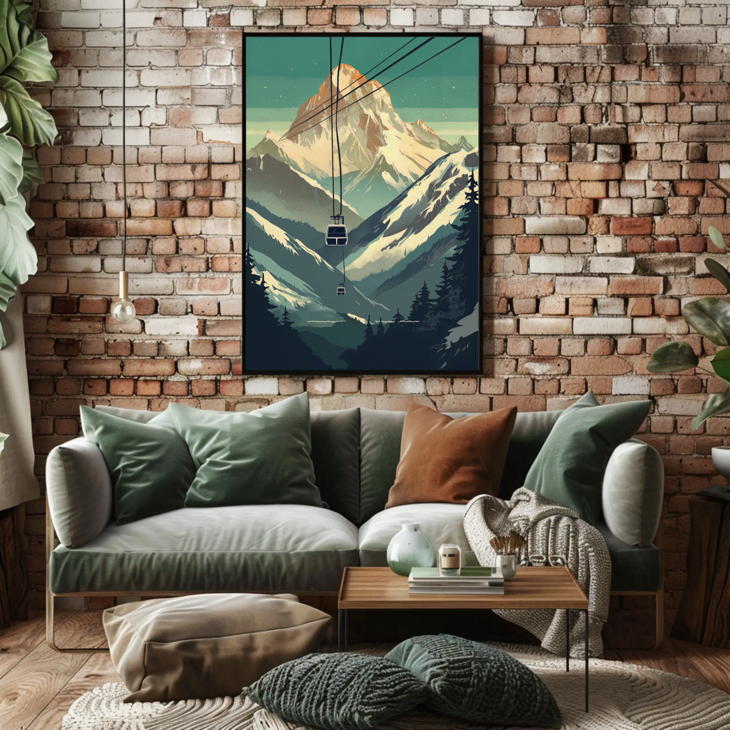 Chalet And Snow Peak Mountain Lodge Vintage Travel Poster