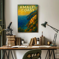 Amalfi Coast Poster Wall Art for Coastal Decor and Travel