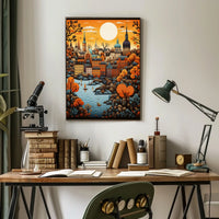 Stylized European Cityscape Art Print Cultural or Heritage Poster