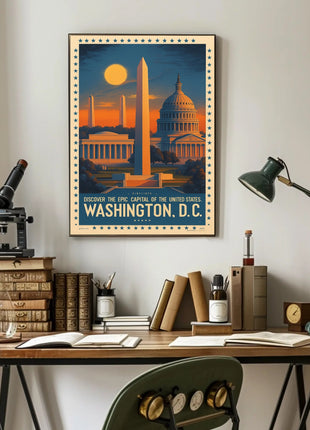 Washington D.C. Landmarks Vintage Travel Poster