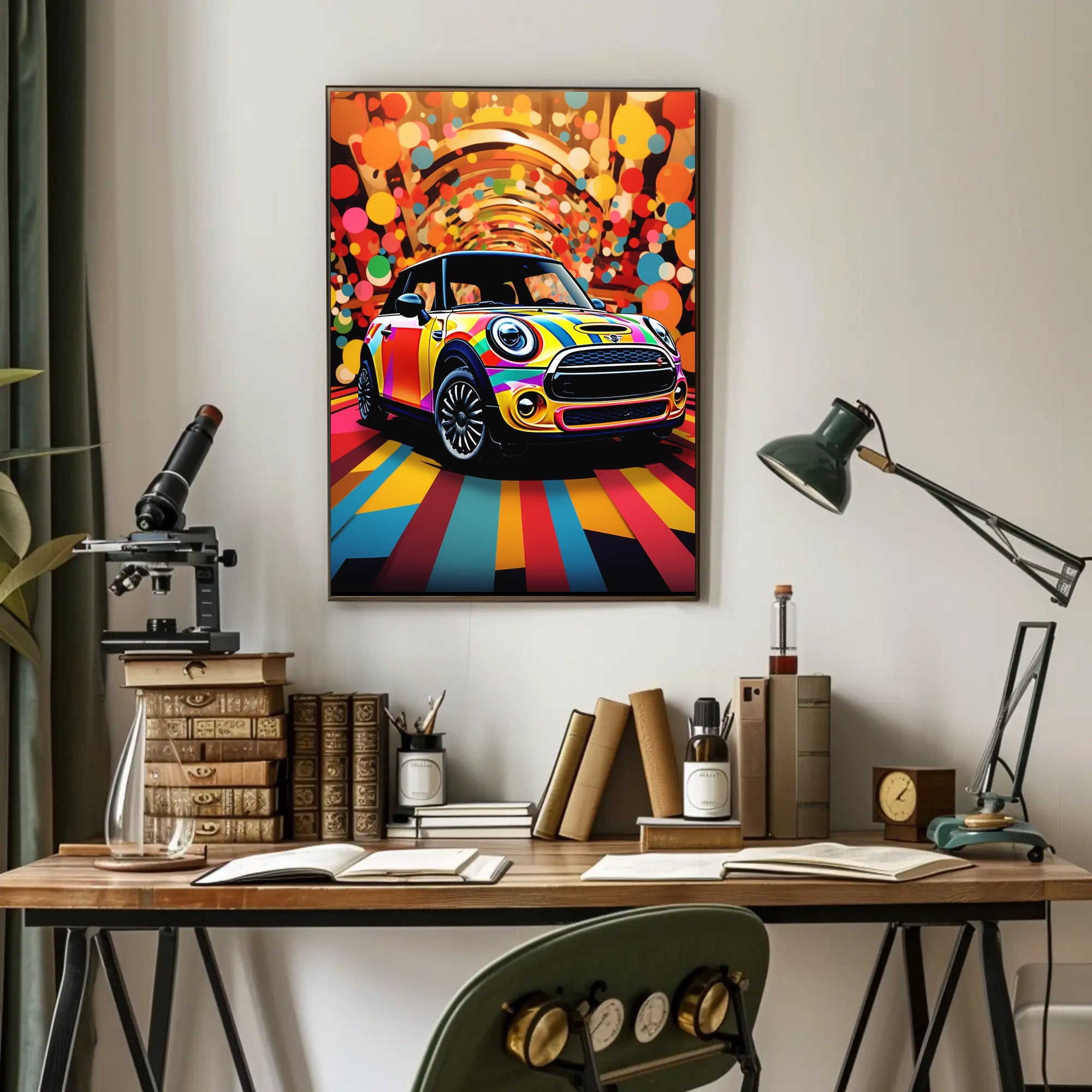 Vibrant Mini Cooper Pop Art for Artistic Poster Enthusiasts