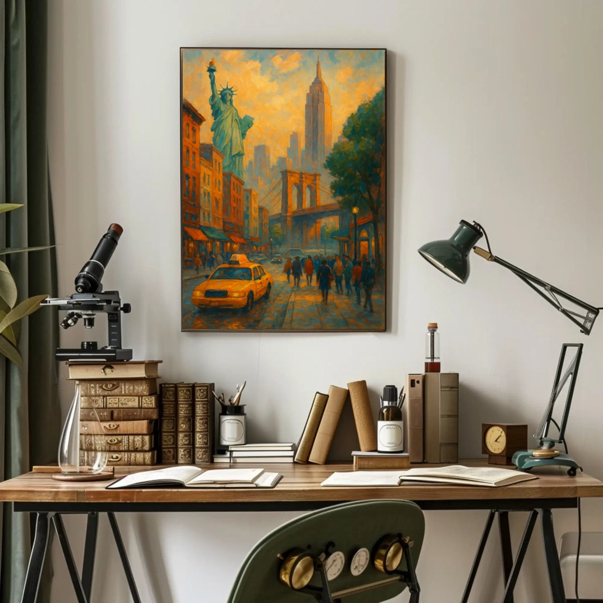 Vibrant New York City Landmarks Poster Abstract Wall Art