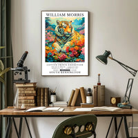 Majestic Tiger in Dreamlike Garden: Abstract or Artistic Poster