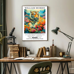 Majestic Tiger in Dreamlike Garden: Abstract or Artistic Poster