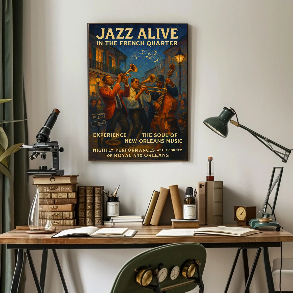 Live Jazz Performances Music New Orleans French Quarter Poster