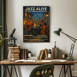 Live Jazz Performances Music New Orleans French Quarter Poster