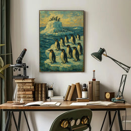 Penguins on Ice: Serene Antarctic Animal Poster