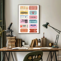 Nostalgic Vintage Ticket Collage for Retro Entertainment Poster PosterGoat
