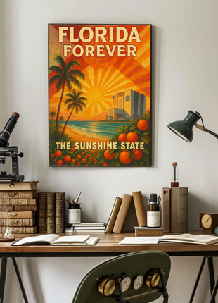 Florida's Iconic Sunshine Vintage Travel Poster