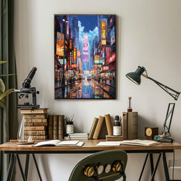Neon Skyline of Futuristic East Asian Cityscape Poster