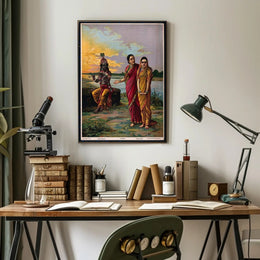 Serene Riverbank Encounter Poster PosterGoat