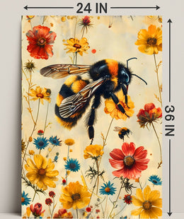Vibrant Bee Meadow Art Print: Animal Poster
