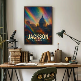 Jackson Mississippi Skyline Photography Realism Wanderlust Decor Timeless Heritage Cityscape Poster