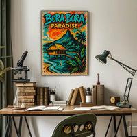 Tropical Bora Bora Vintage Travel Poster PosterGoat