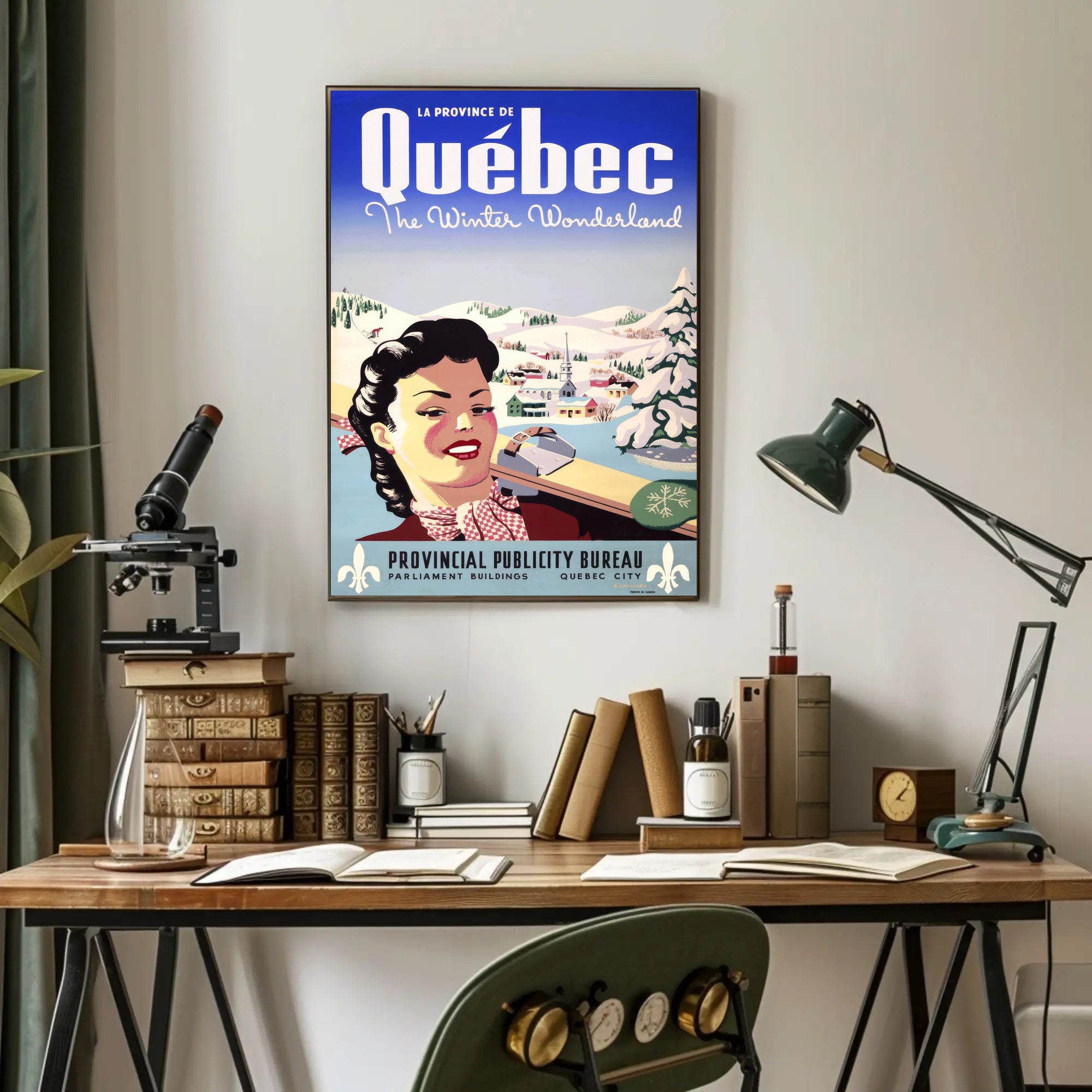 Vintage Québec Winter Wonderland Travel Poster PosterGoat