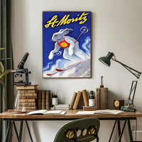 St. Moritz Skiing Poster PosterGoat