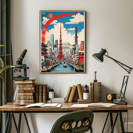 Tokyo's Vibrant Fusion in Travel Poster