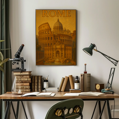 Rome Vatican Trevi Colosseum Travel Poster