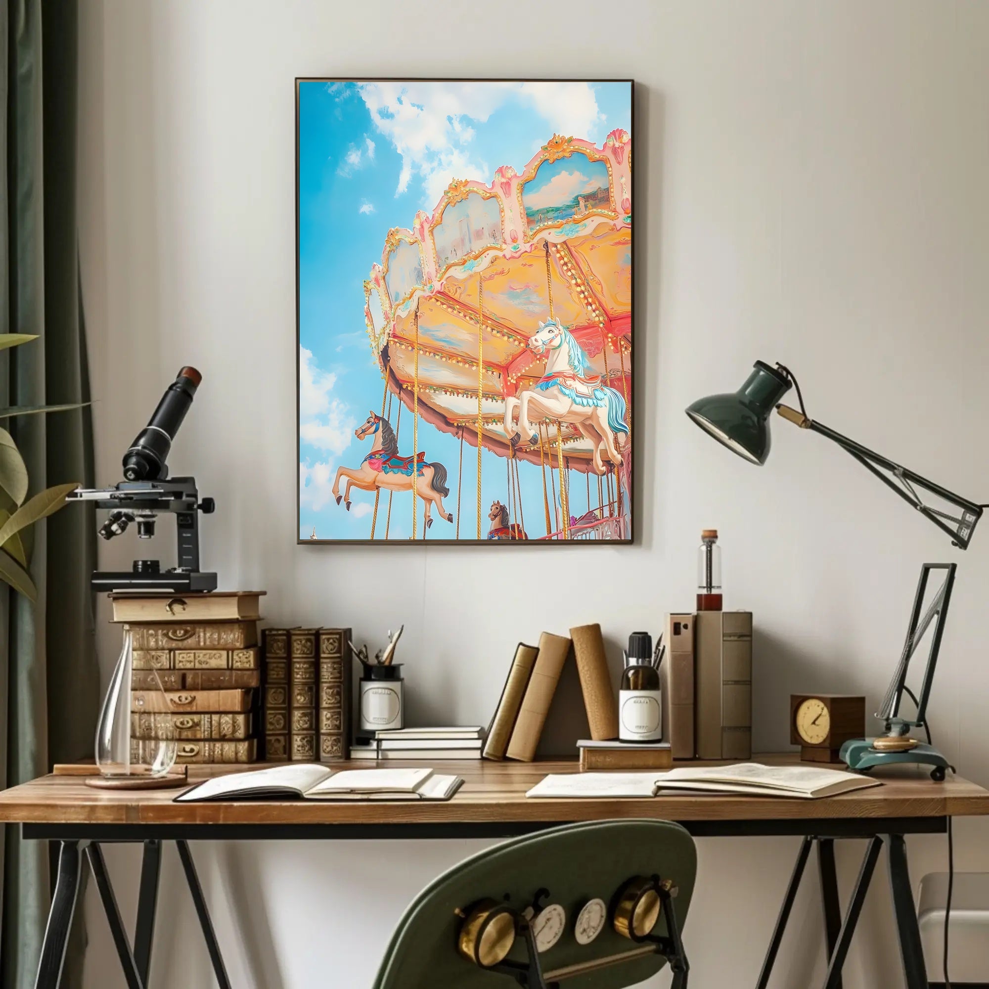 Carousel Whimsical Poster Vintage Carnival Wall Art