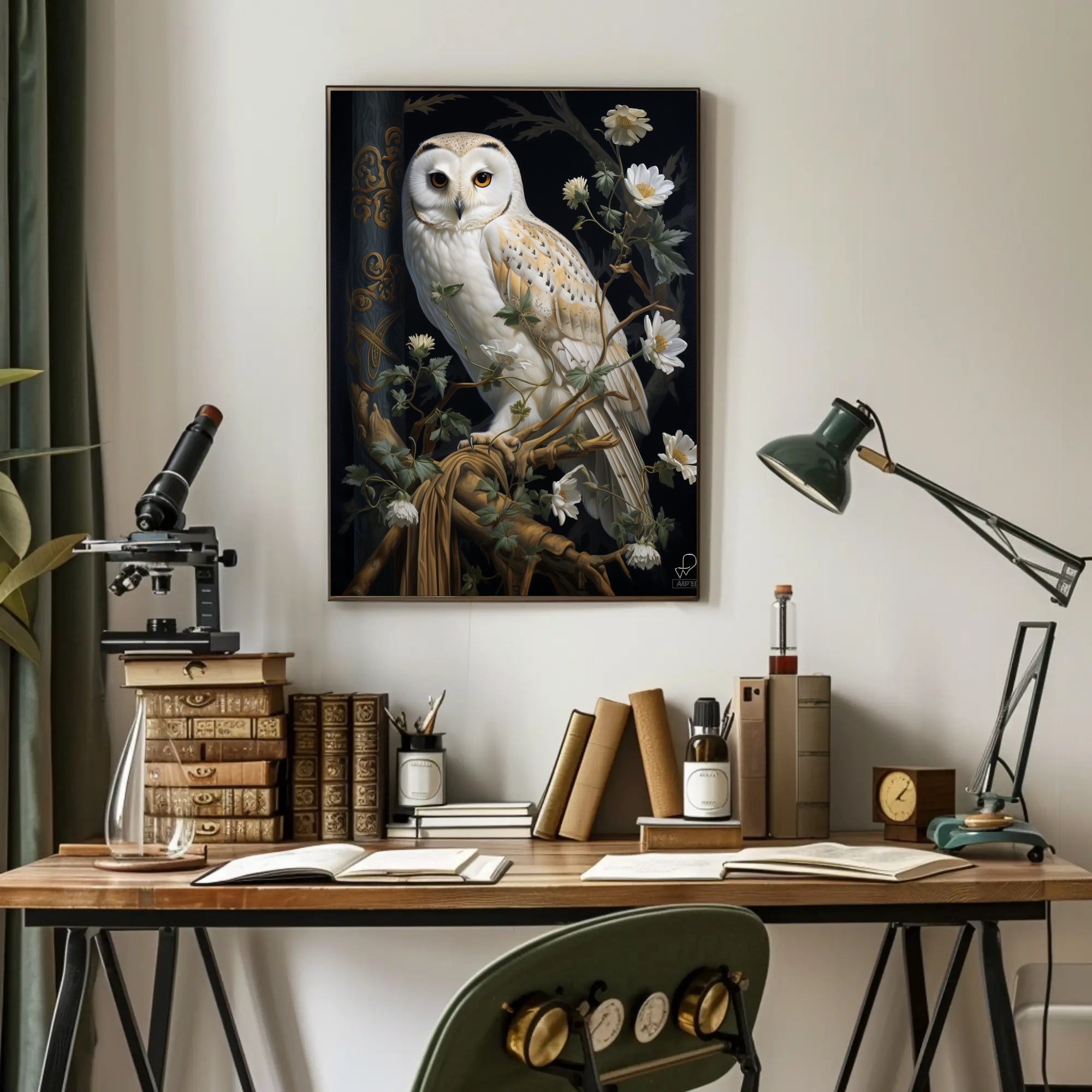 Majestic Owl In Bloom Poster PosterGoat