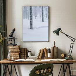 Winter Serenity: Minimalist Snow Forest National Park Poster