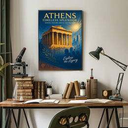 Parthenon Vintage Poster: Athens' Timeless Splendor Unveiled