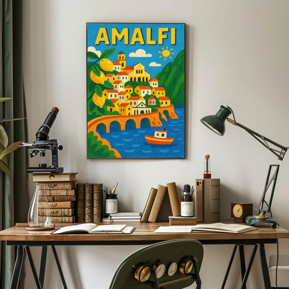 Whimsical Amalfi Poster Museum Quality For Coastal Homes