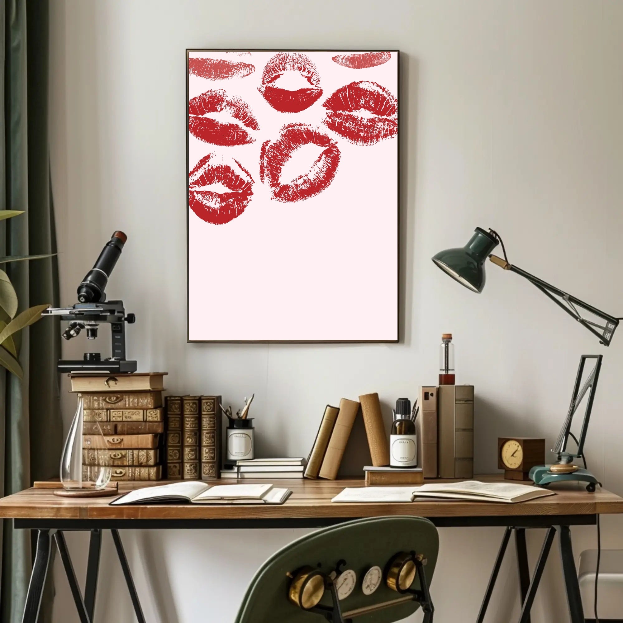 Romantic Red Kiss Marks Abstract or Artistic Poster PosterGoat