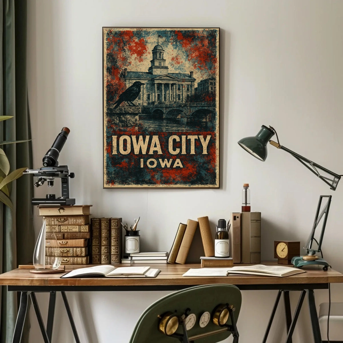 Iowa City Neoclassical Architecture Vintage Patriot Poster