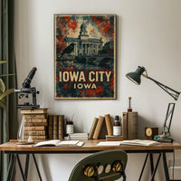 Iowa City Neoclassical Architecture Vintage Patriot Poster