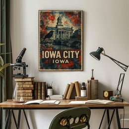 Iowa City Neoclassical Architecture Vintage Patriot Poster