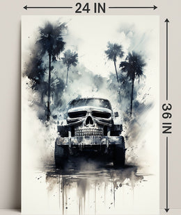 Skull Cruiser In The Mist Poster
