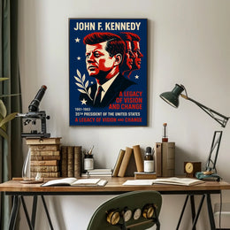 JFK Patriotic Legacy Vintage Art Poster Print