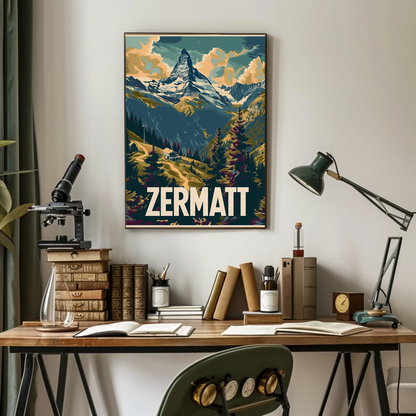Zermatt Switzerland Matterhorn Alps Travel Poster