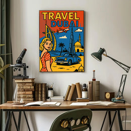 Dubai Adventure Retro Travel Poster