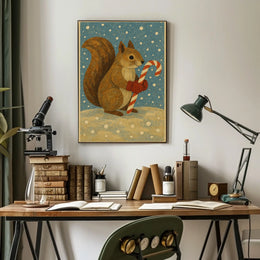 Squirrel Candy Cane Poster