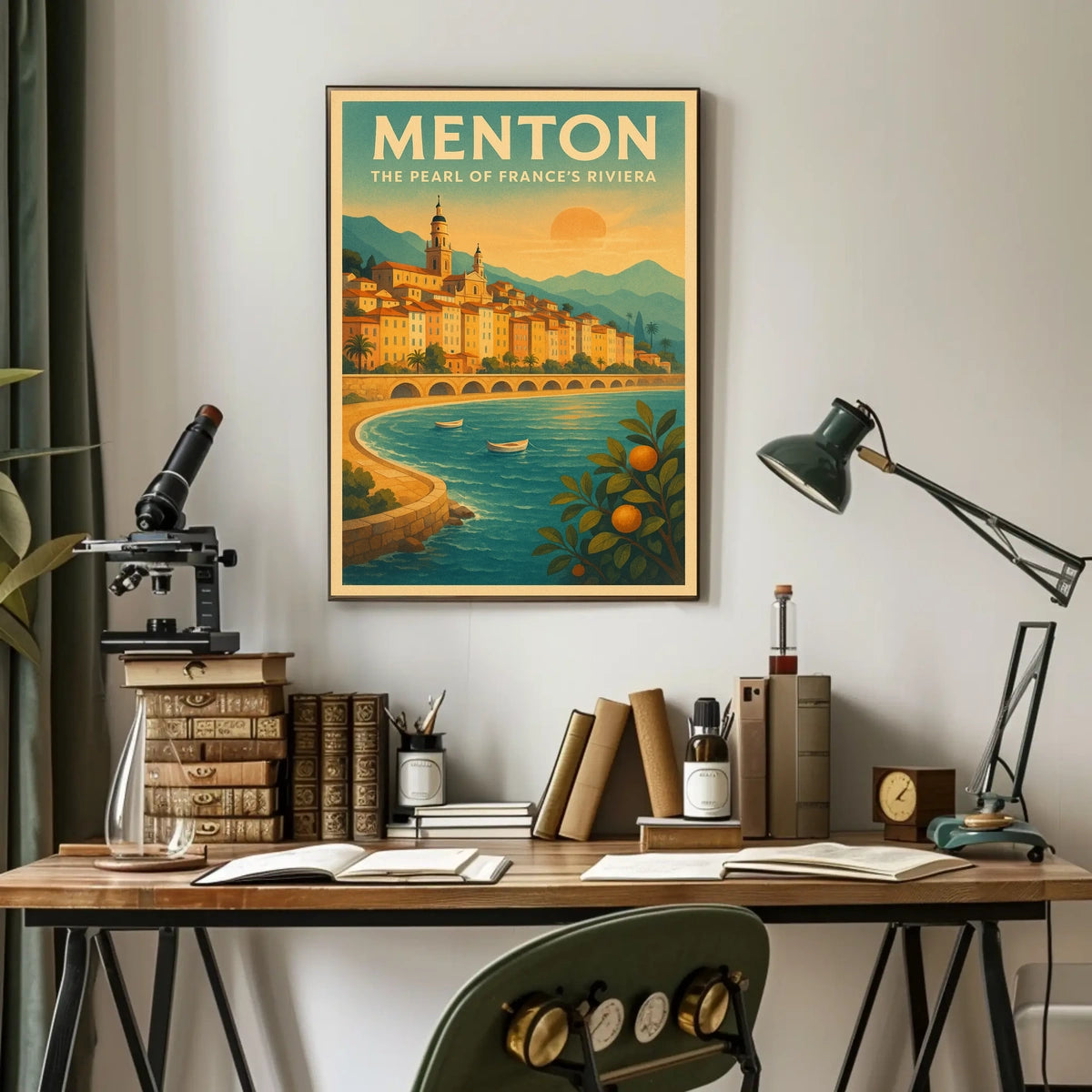 Menton Riviera Vintage Travel Poster: Coastal Elegance
