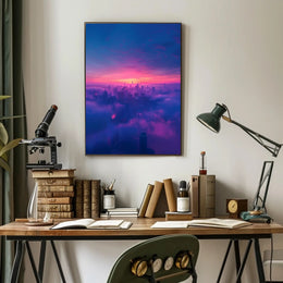 Futuristic Twilight Cityscape Urban or Cityscape Poster PosterGoat