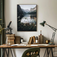 Serene Alpine Lake Photorealistic Nature Poster Art